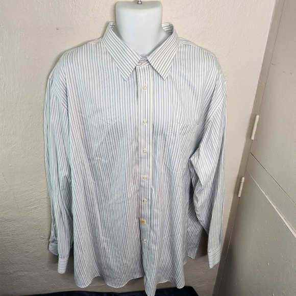 Paul Frederick Striped Men Long Sleeve Button Down Shirt Size 18.5 37 - Picture 5 of 9